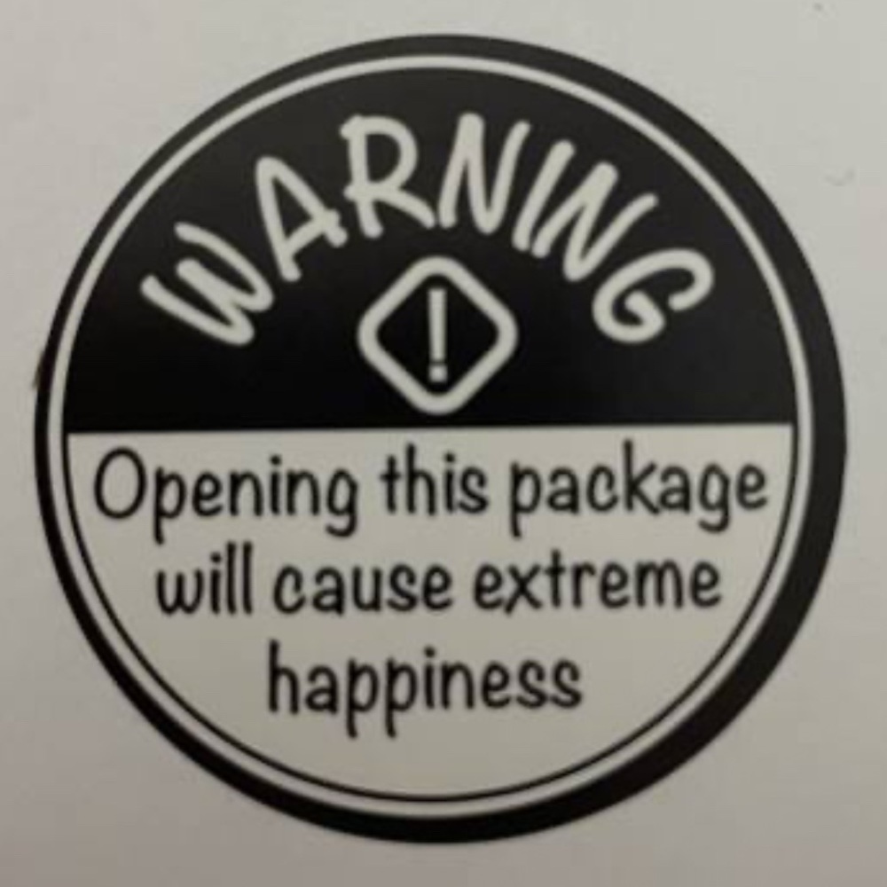 Thank you sticker roll Black and White Warning Sign NWT